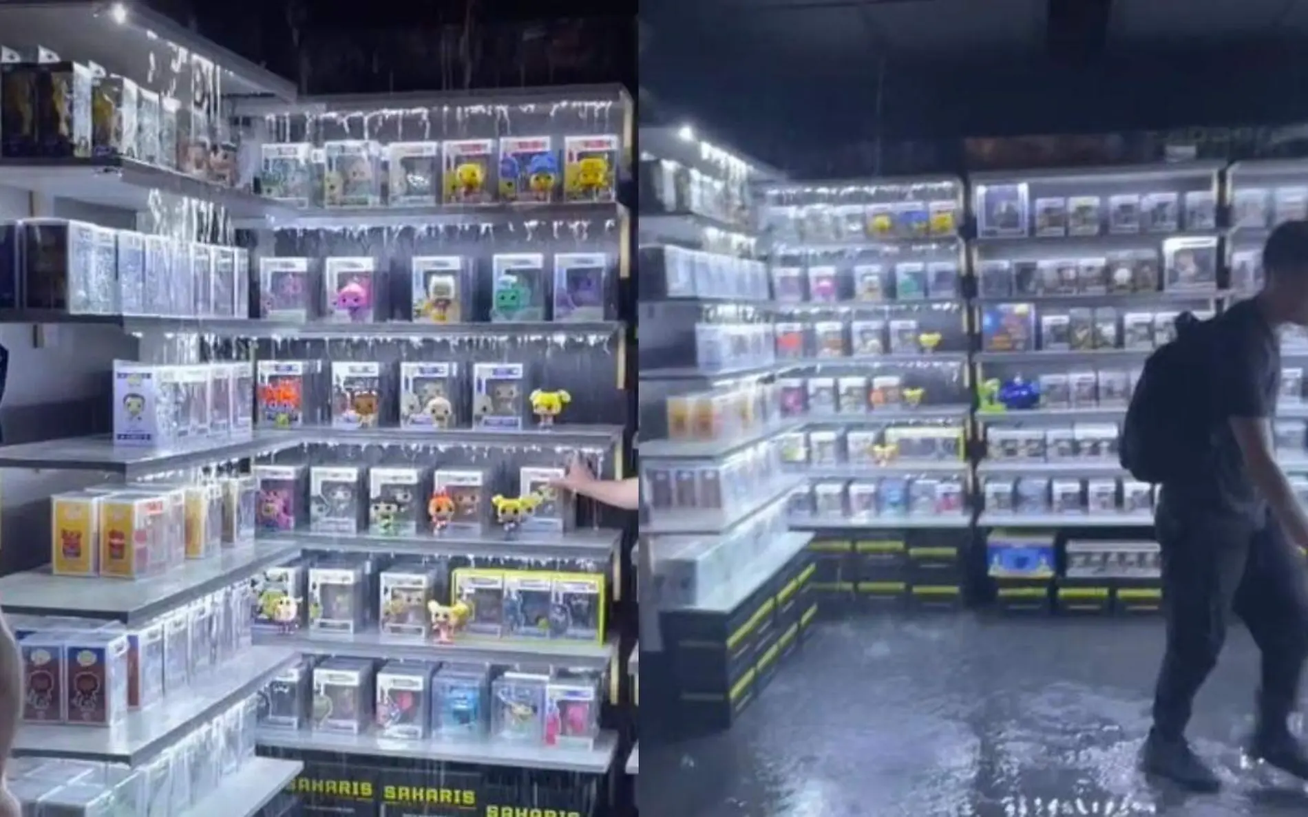 Lluvias en Nuevo León provocan inundación en tienda de Funkos Captura de pantalla TikTok @